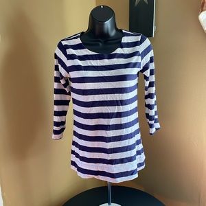 Navy Blue + White Striped Sweater by DownEast